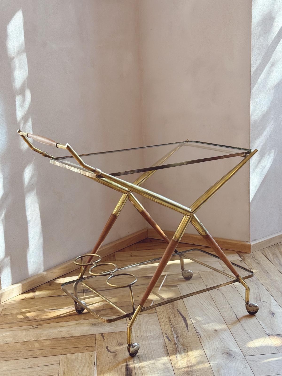1960s Cesare Lacca Brass Drinks Trolley