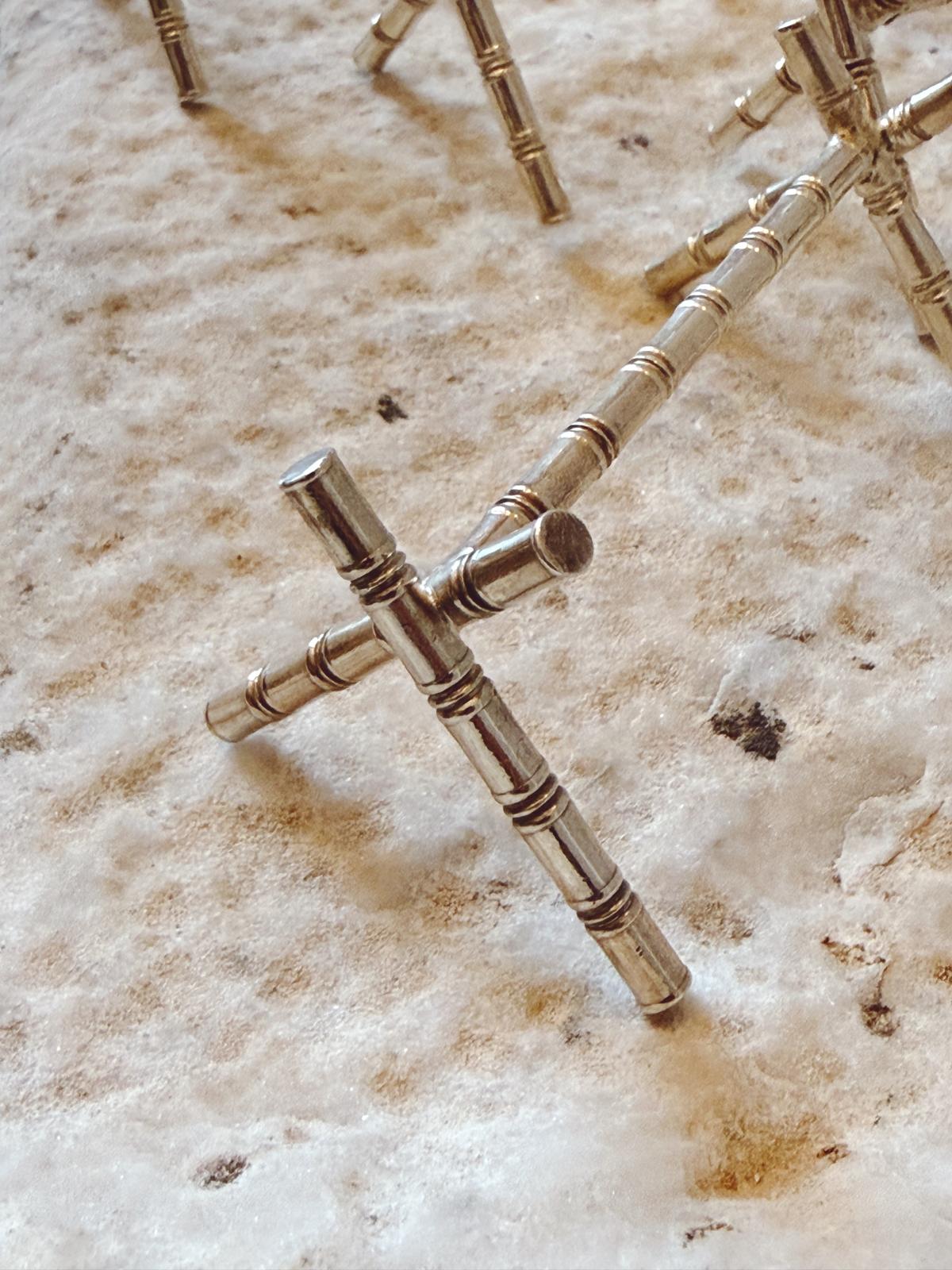 1960s Set of Six Silver-Plated Bamboo Knife & Fork Place Holders