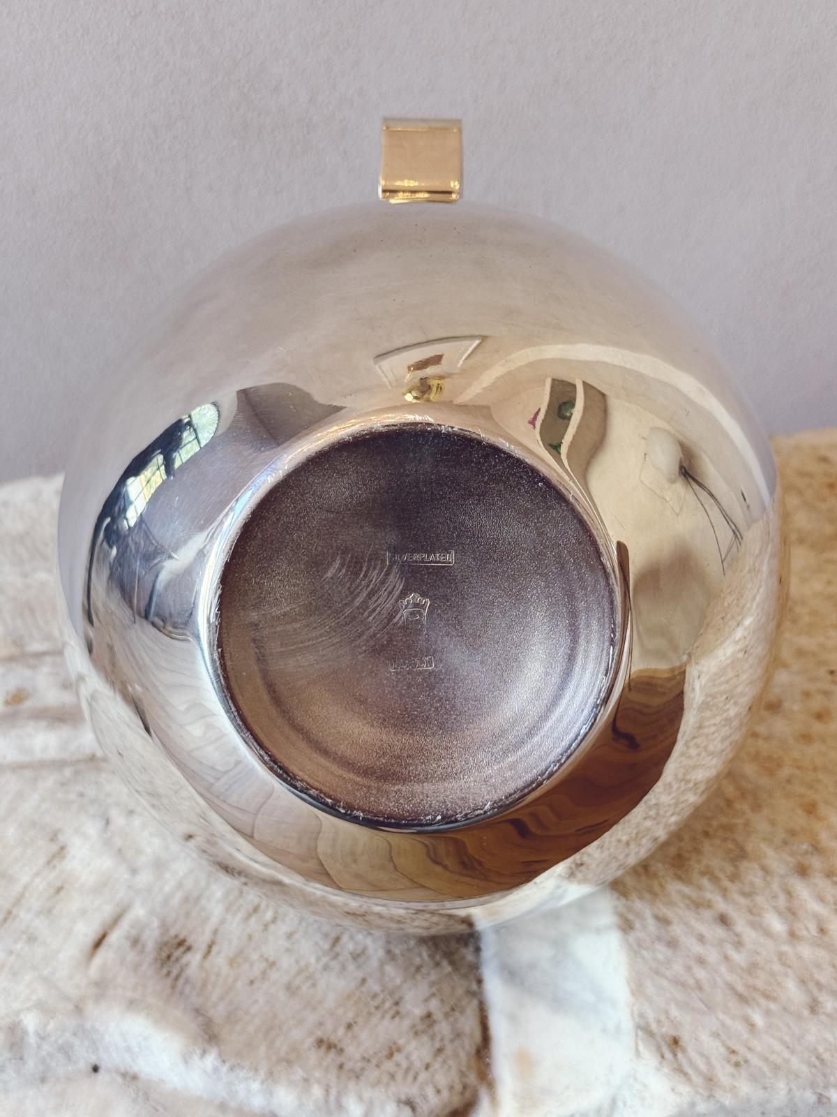1960s Silver Plated Modernist Sphere Cocktail Thermos