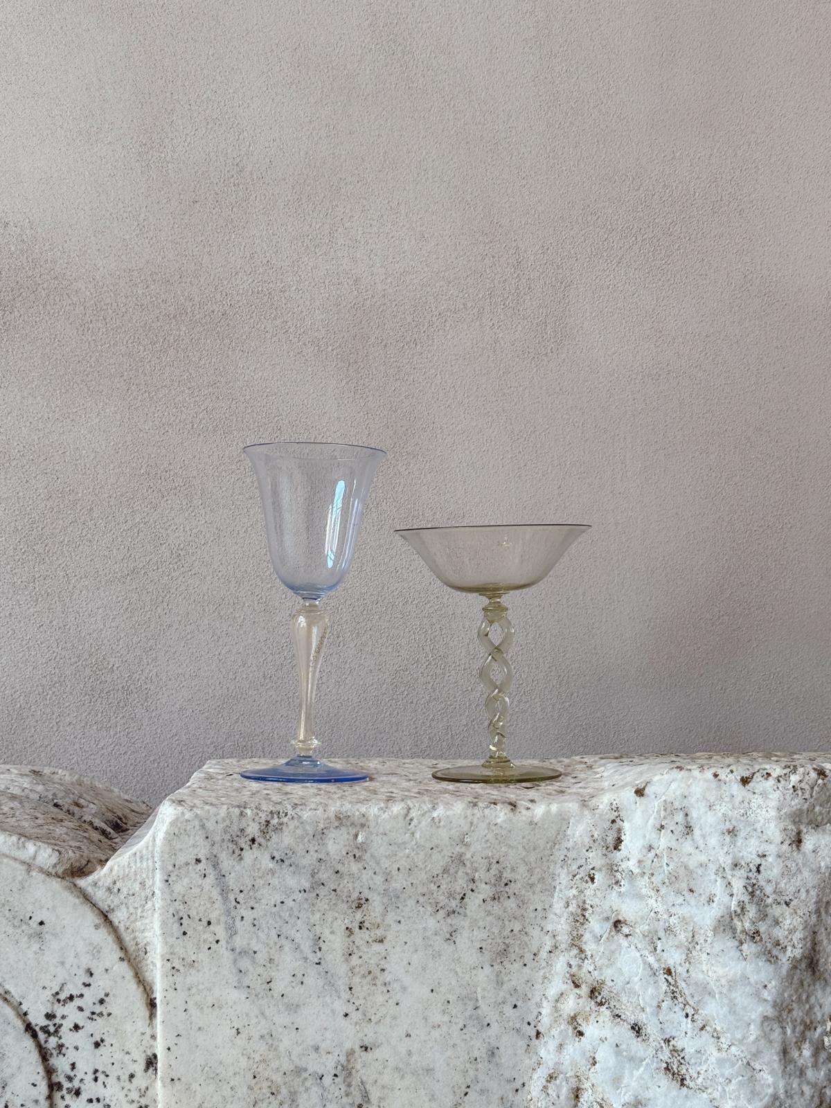 Perfectly Unmatched 1930s 'La Famiglia' Murano Glasses (Set of 8)