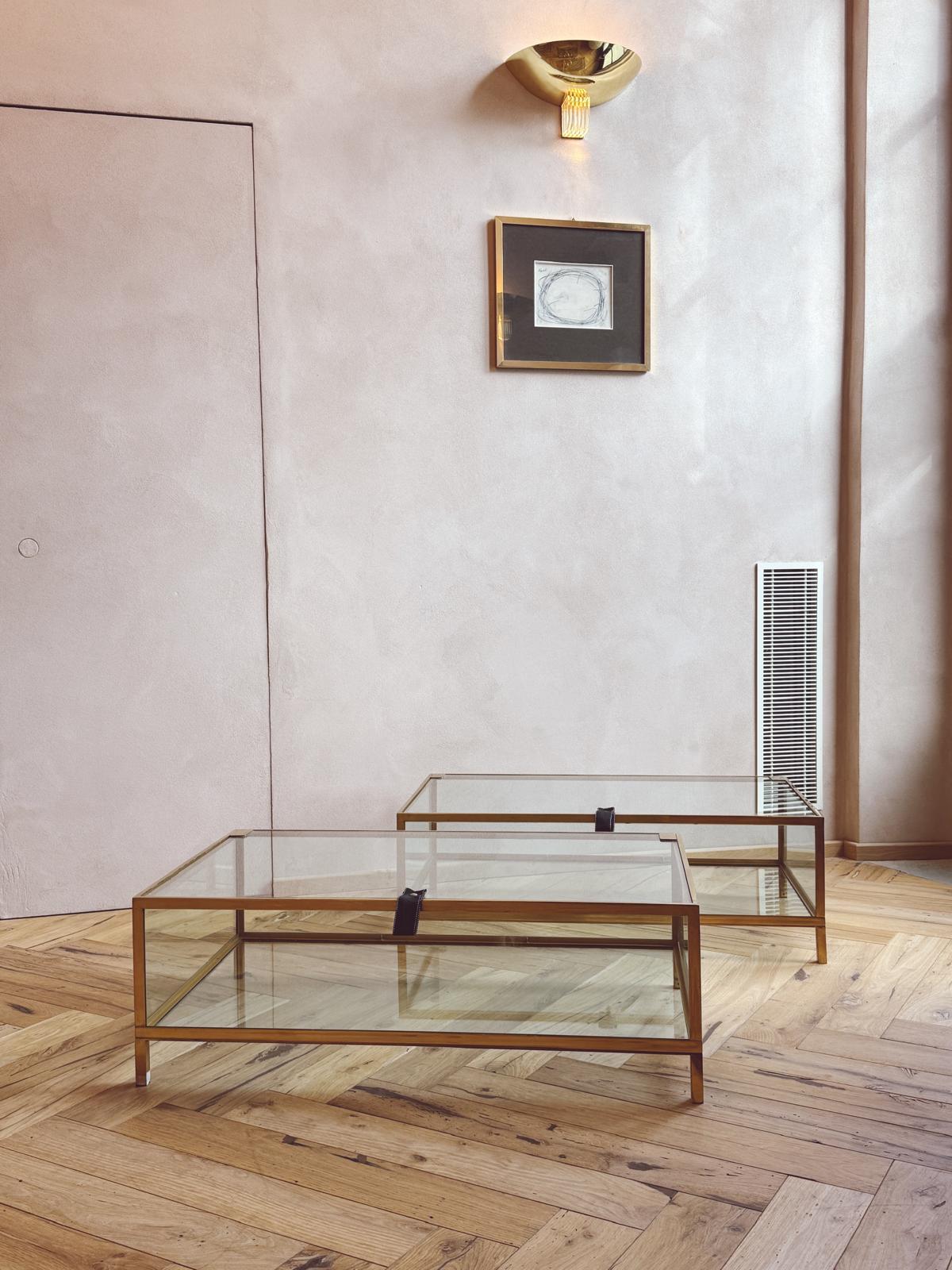 1970s Brass and Glass Display Cabinet or Coffee Table