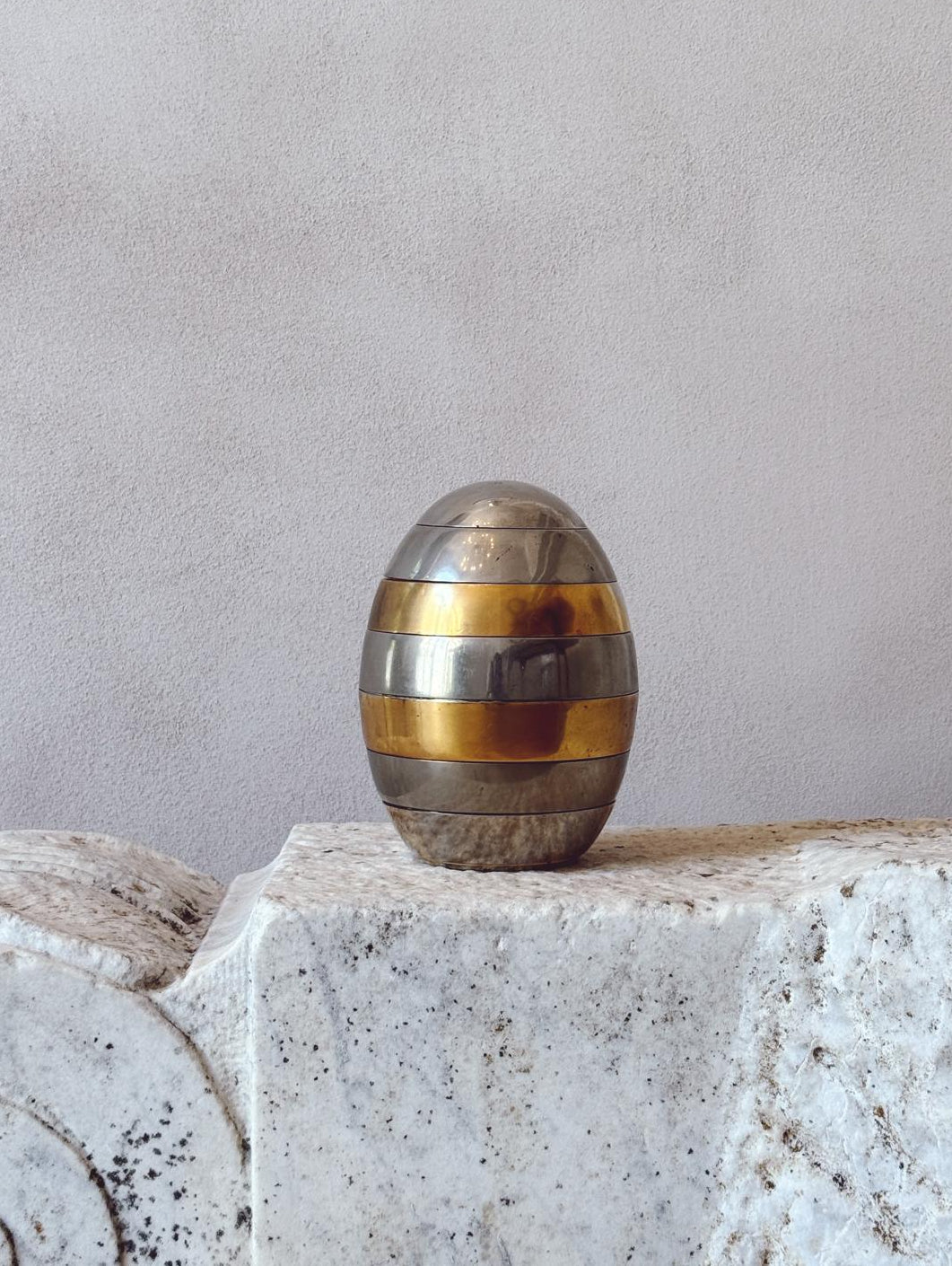 1970s Tommaso Barbi Brass & Silver Egg (Bowls)