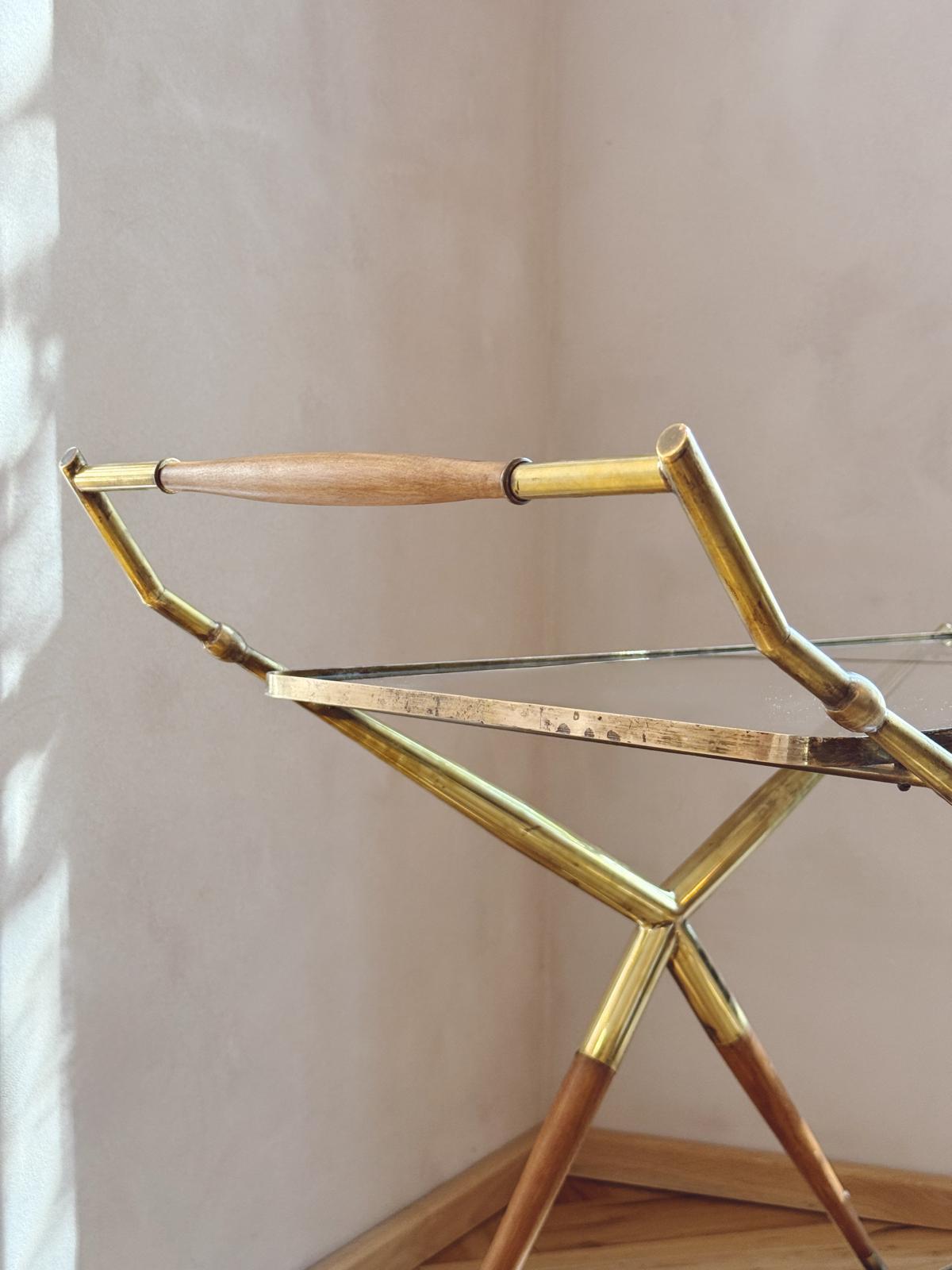 1960s Cesare Lacca Brass Drinks Trolley