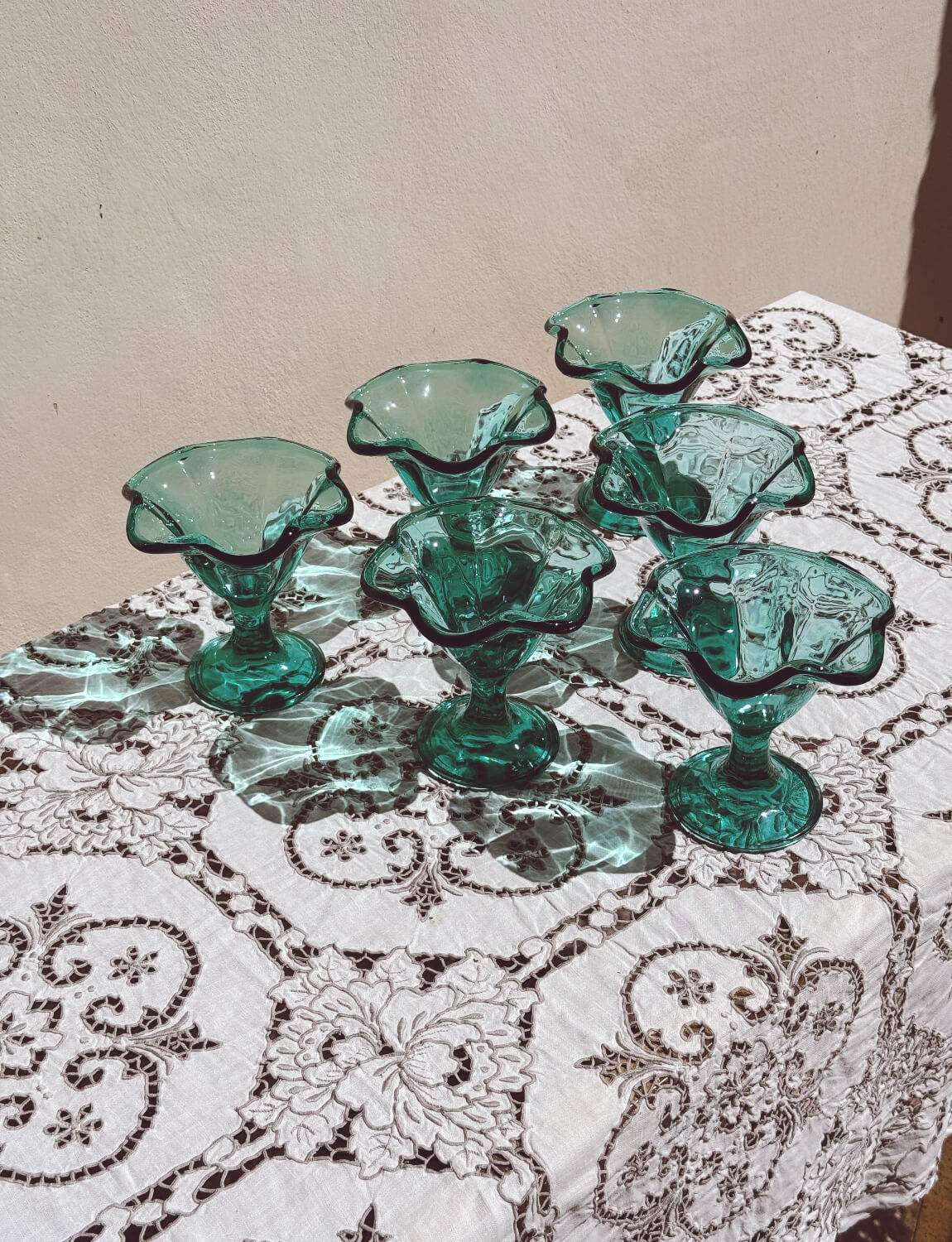 Set of Six Green Gelato Bowls