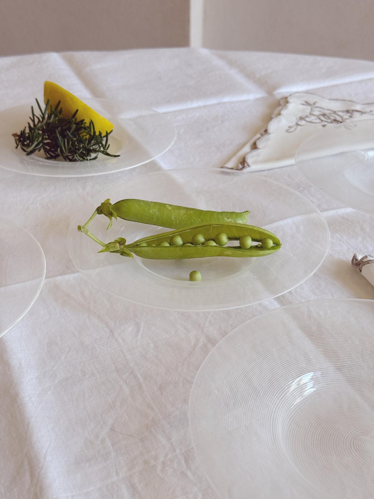 Set of 5 1950s Striped Filigrana Hand-blown Venini Murano Glass Fruit Plates