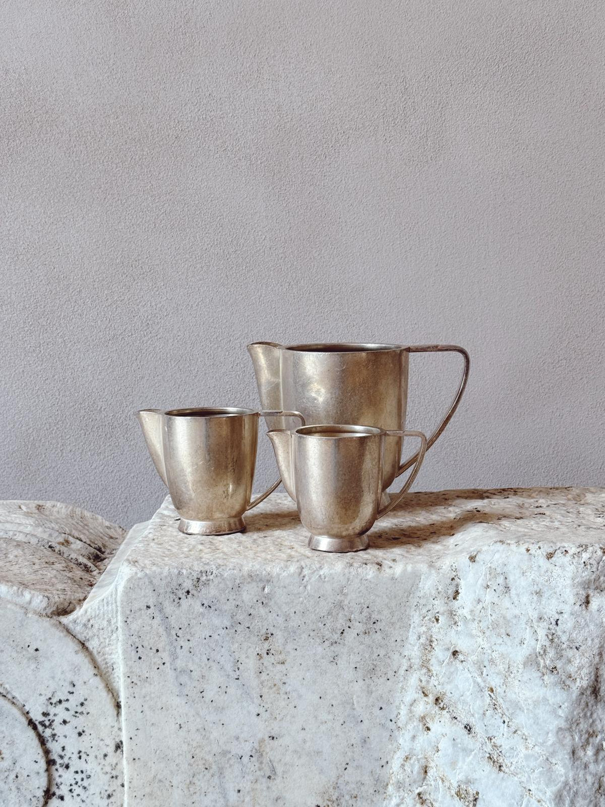 1950s Set of Three Metal Jugs by Fratelli Calderoni