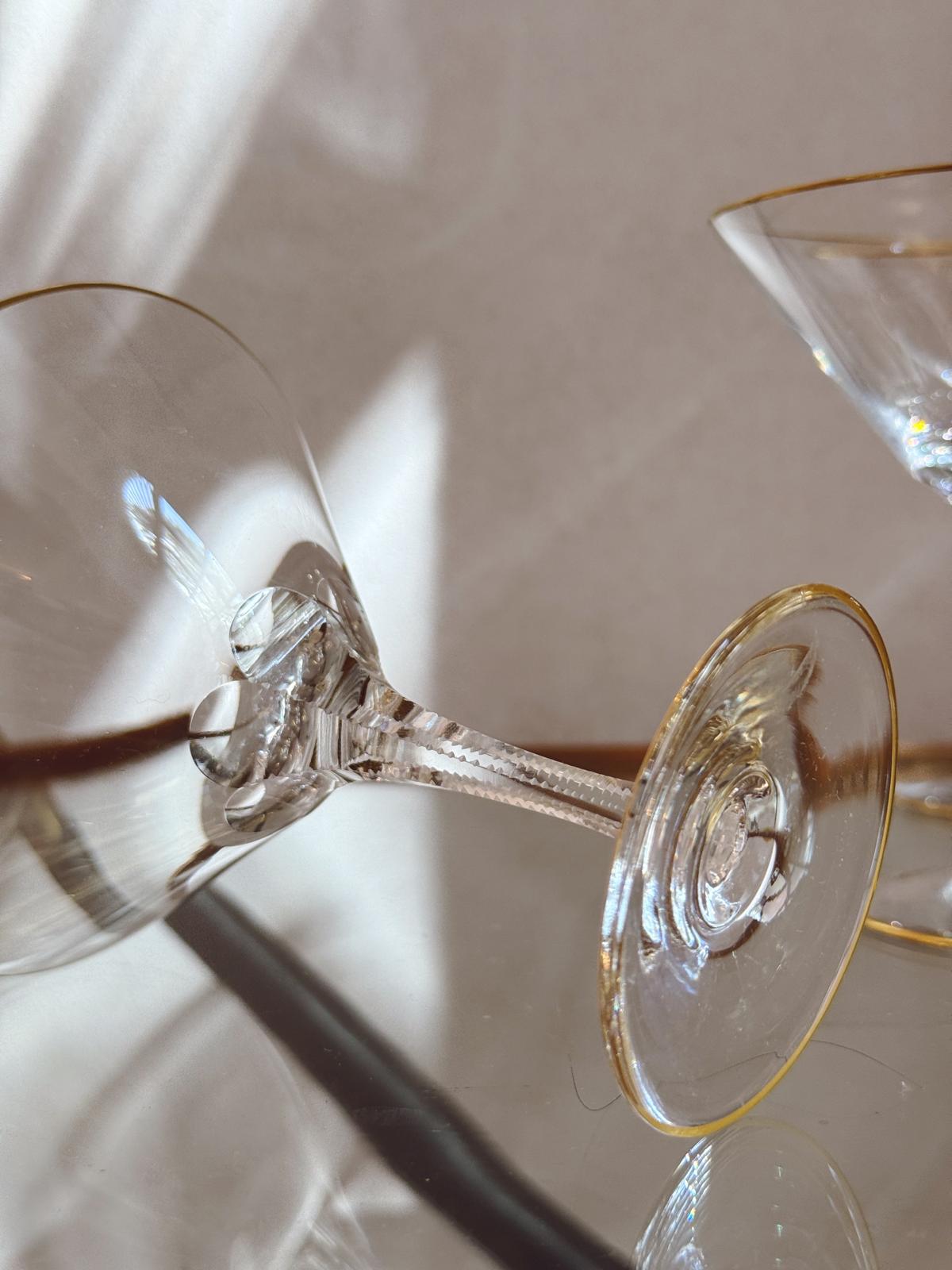 Set of 6 Venetian Cenedese Gold rimmed Cocktail Glasses