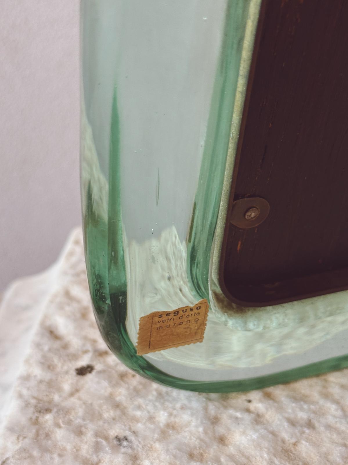 1950s Seguso Turquoise Murano Glass Picture Frame