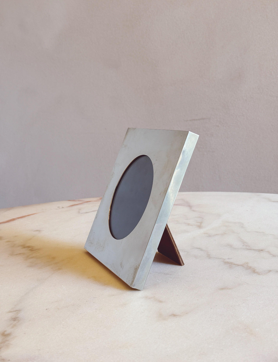 1960s Square Circle Chrome Photo Frame