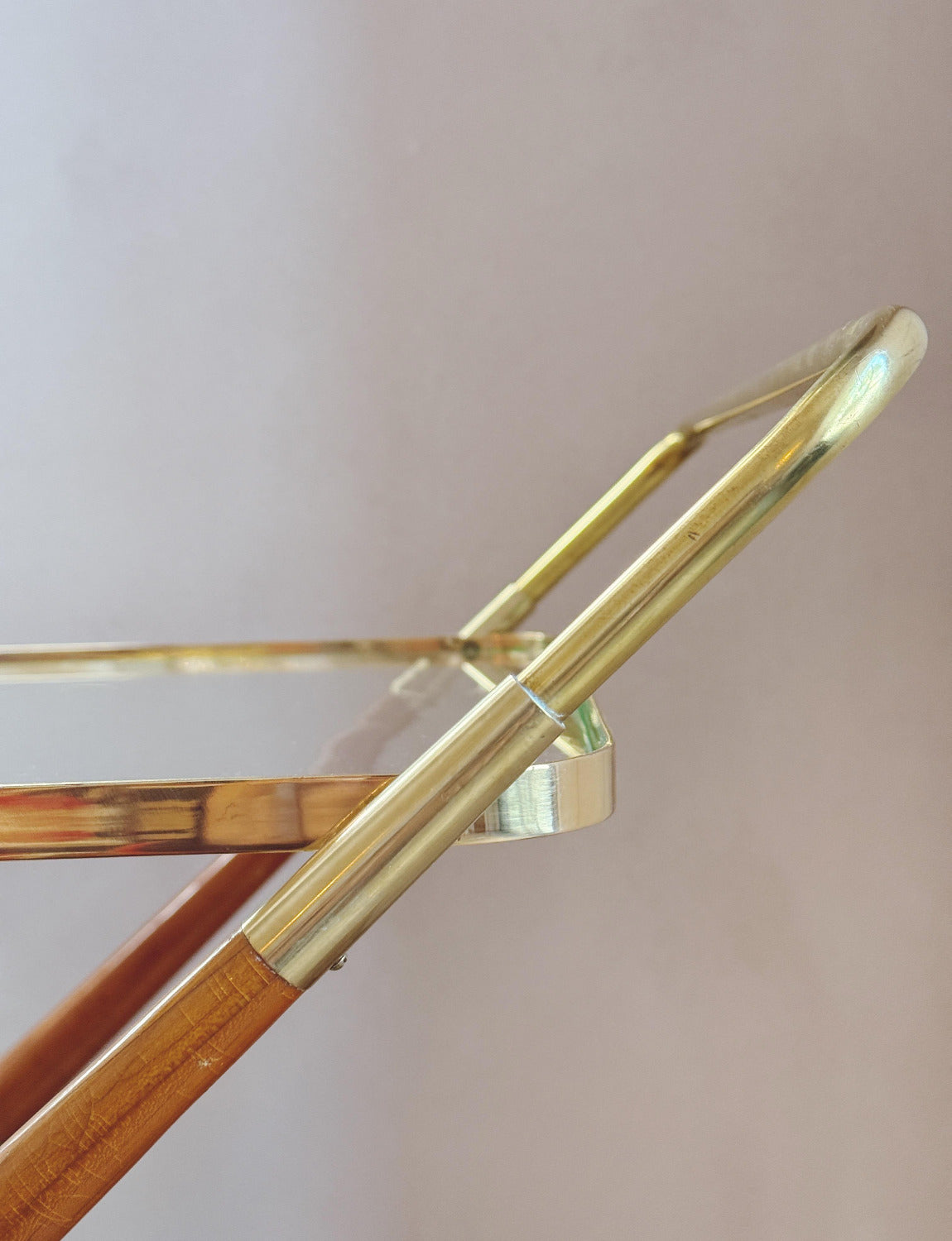 1950s Brass & Light Wood Drinks Trolley - Attr. Cesare Lacca