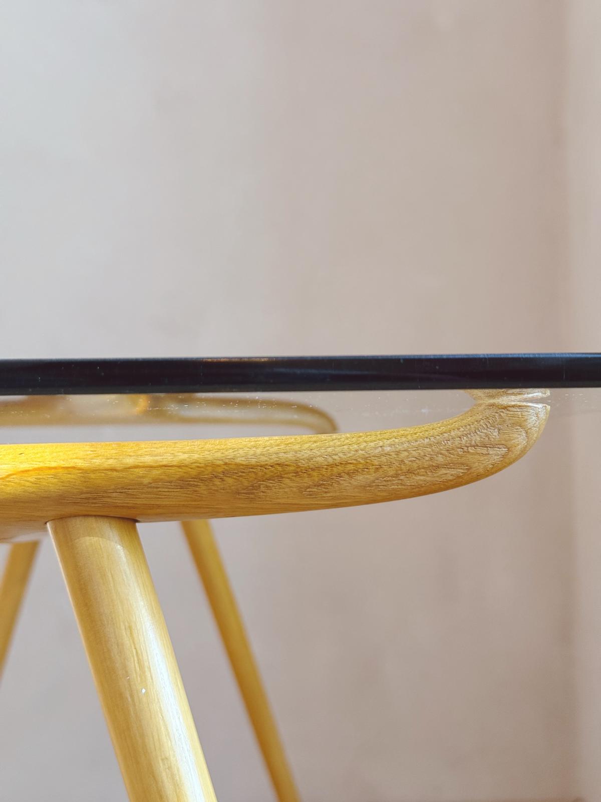 1960ss Glass and Wood Side Table by Ezio Longhi for Elam
