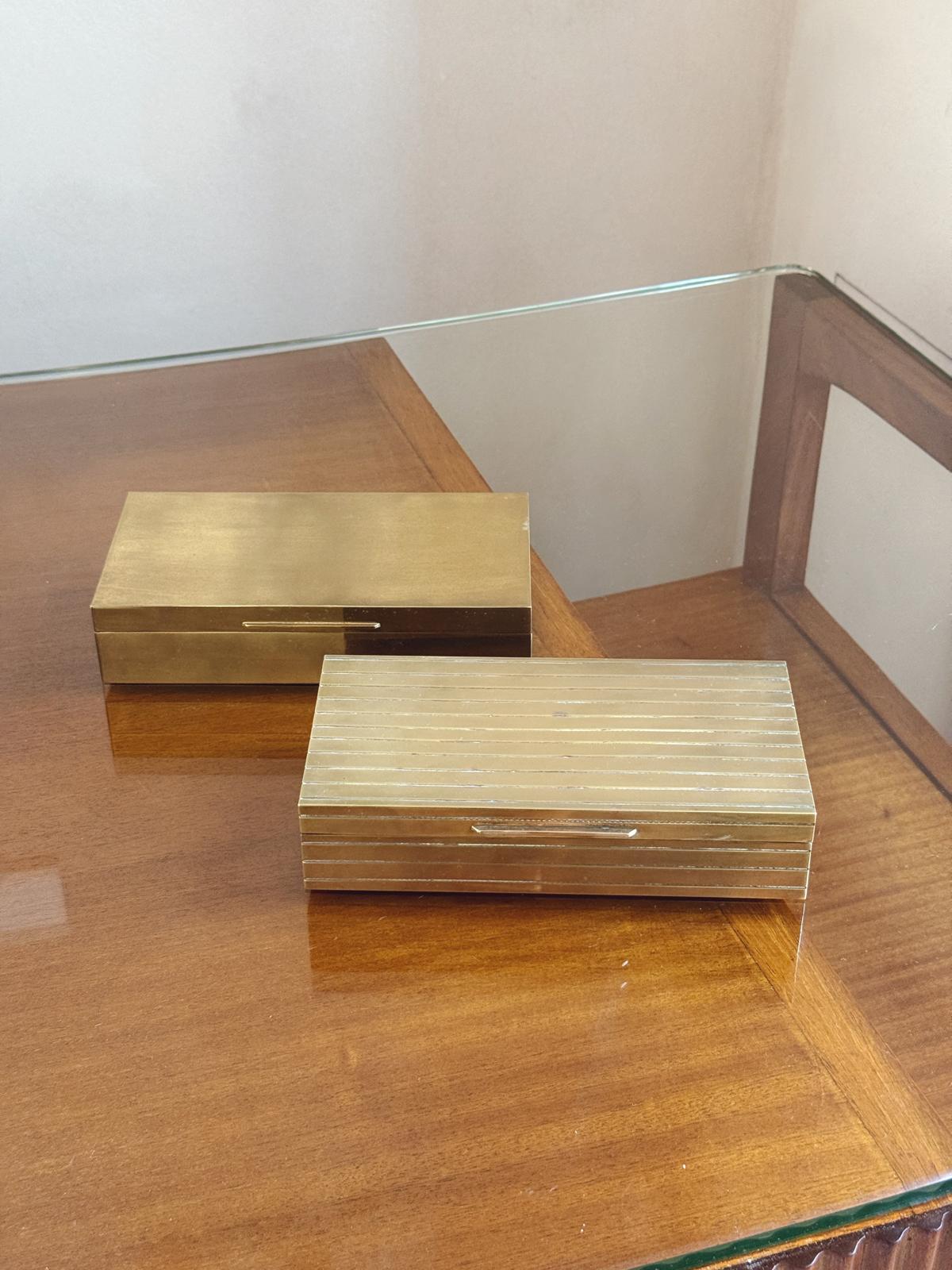 1970s Brass Desk Box with horizontal stripes