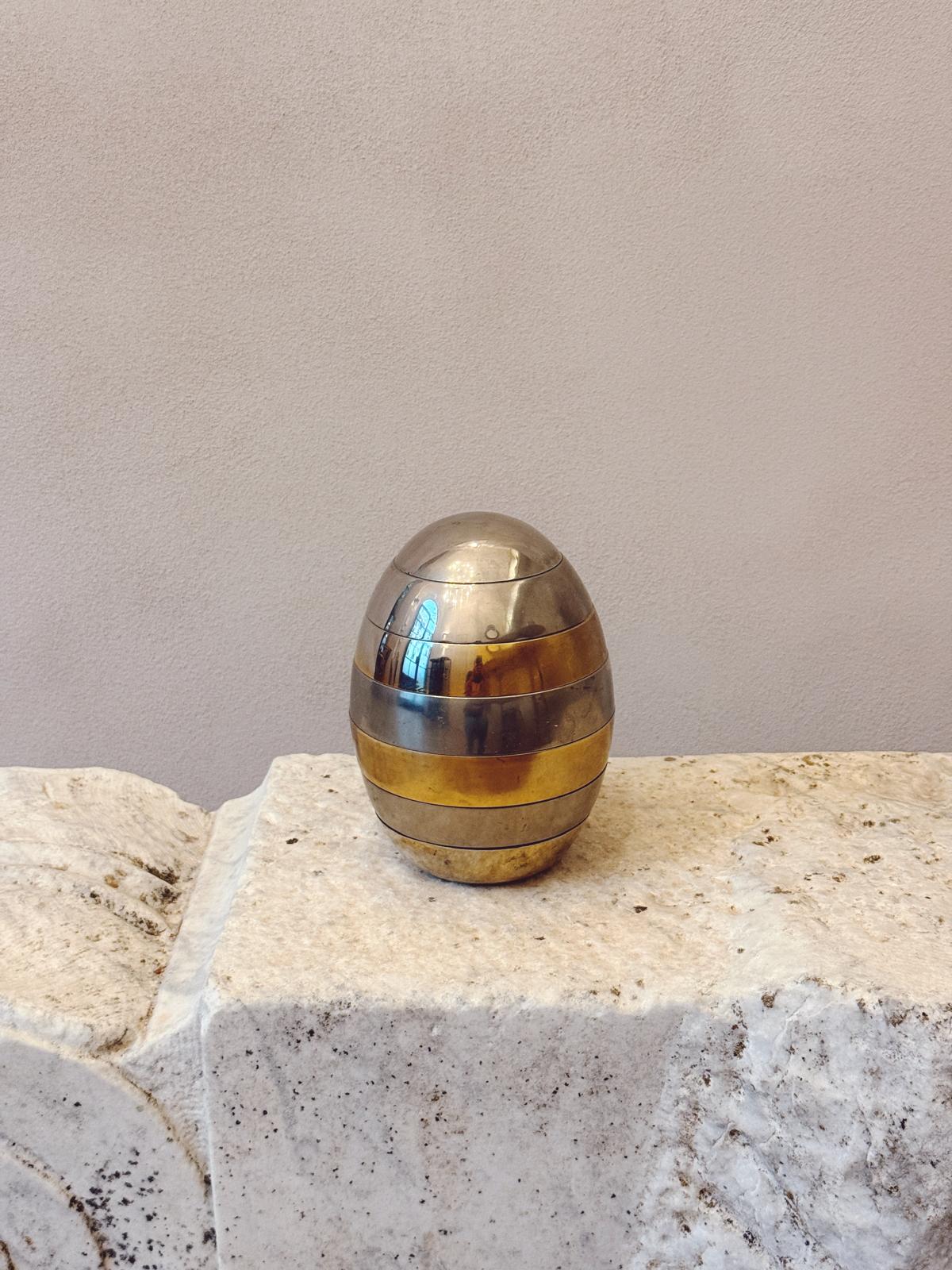 1970s Tommaso Barbi Brass & Silver Egg (Bowls)