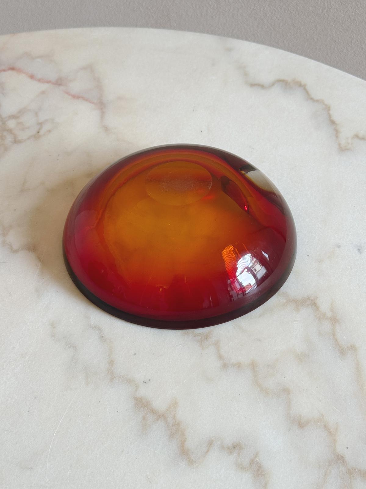 1970s Round Red Murano Glass Bowl