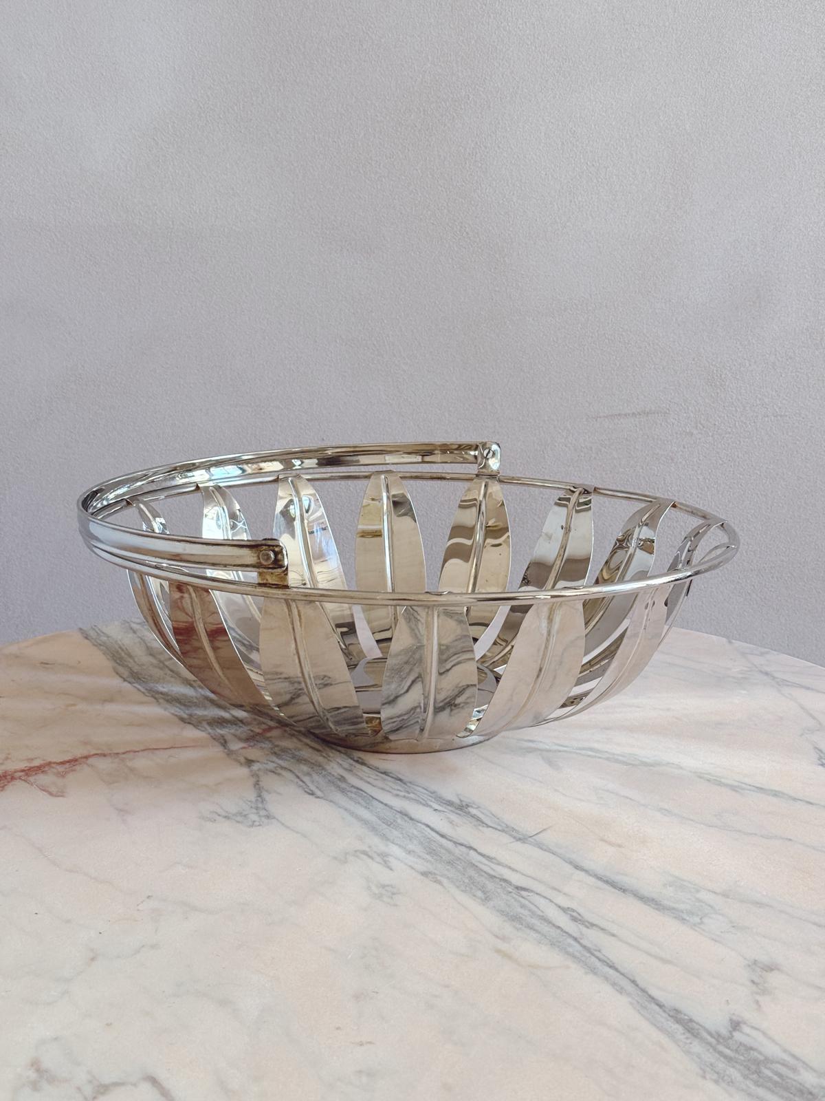 1970s Large Metal Leaf Display Basket