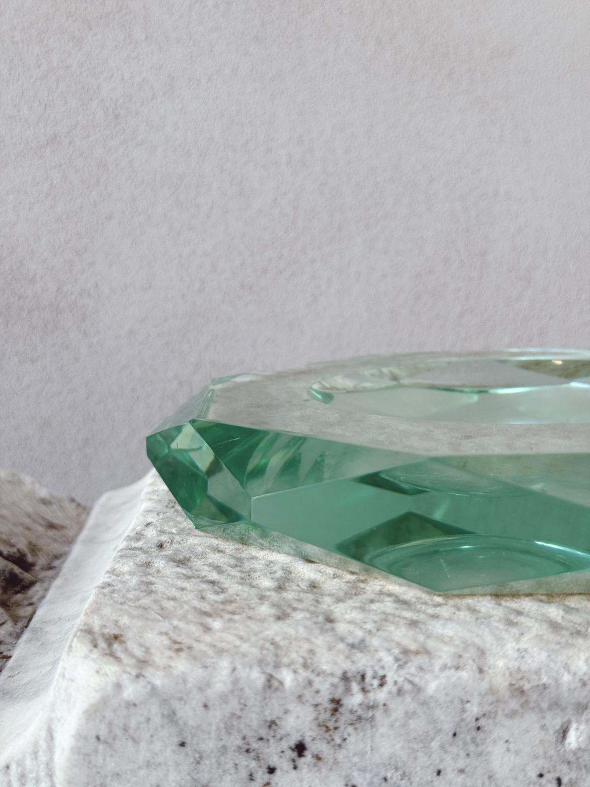 1970s Octagonal Fontana Arte Turquoise bowl