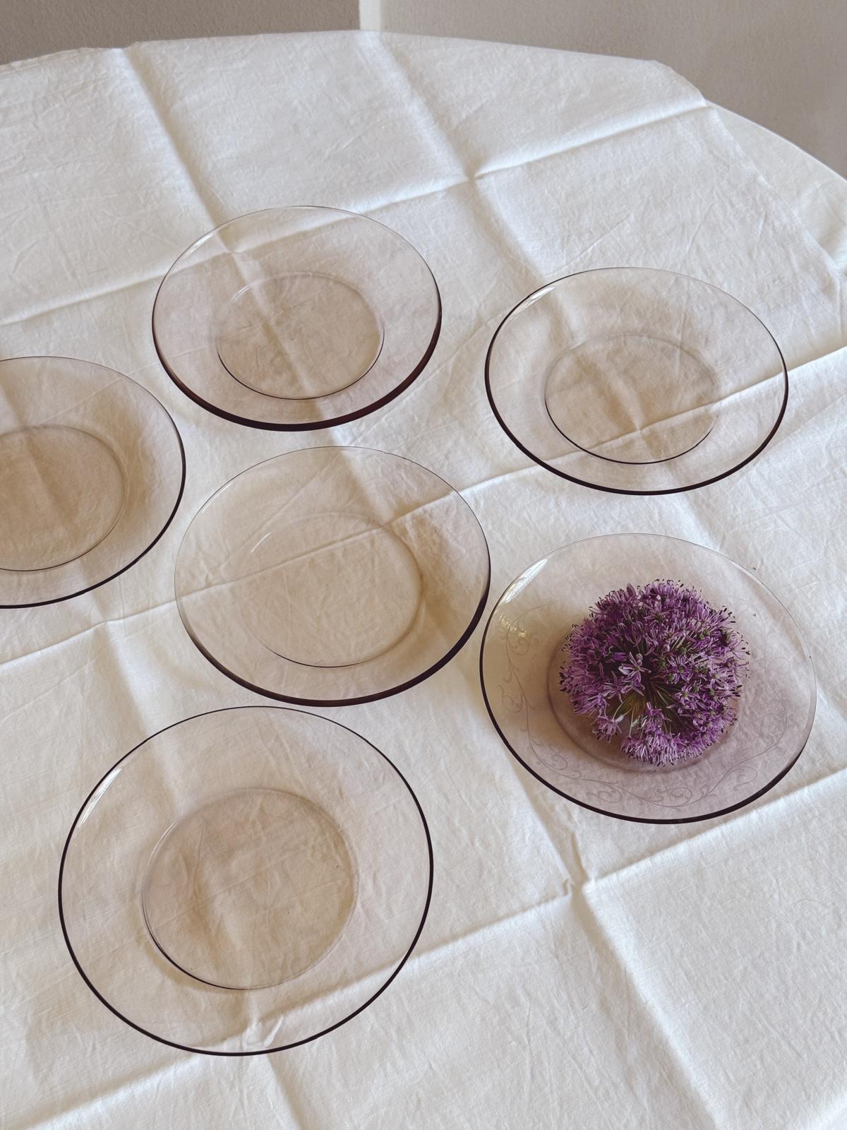 Set of 6 1950s Purple-ish Hand-blown Seguso Murano Glass Fruit Plates