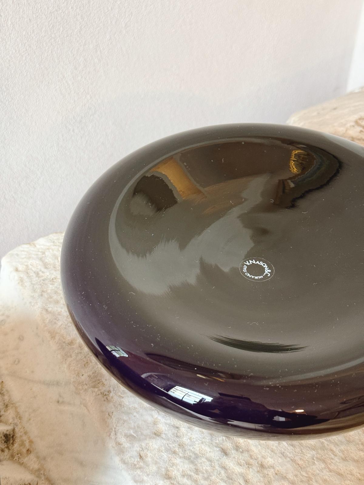Pair of 1980s Murano Glass Black Organic Bowls by V Nason