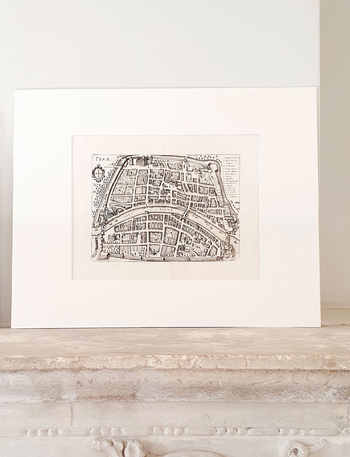 Original Parchment Map of the city of Pisa dated 1640