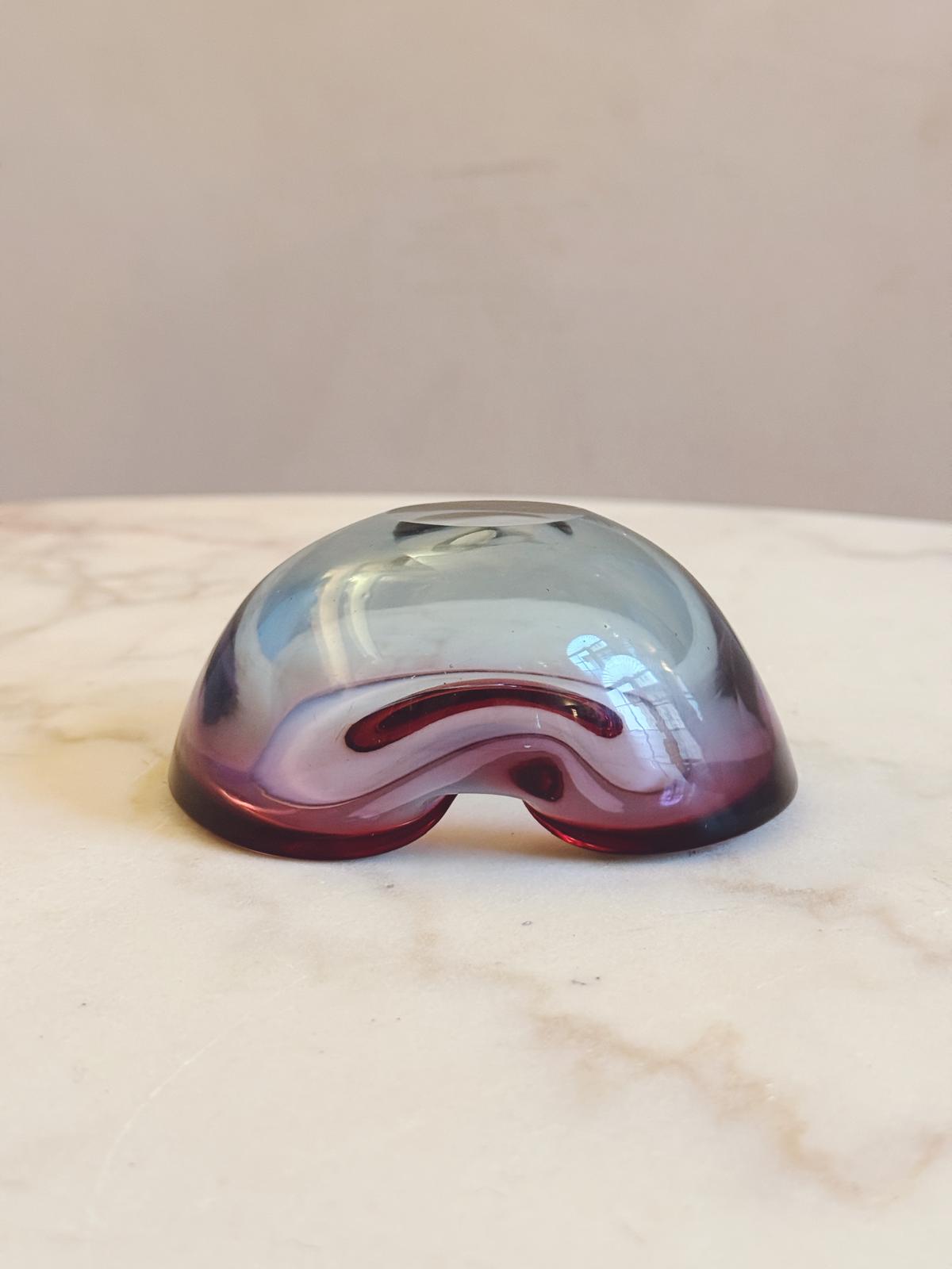 1970s Small Pale Pinks and Blue Murano Glass Bowl