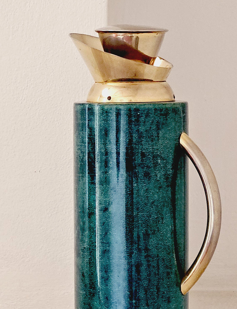 1960s Aldo Tura Green Goatskin Ice bucket and Cocktail Jug