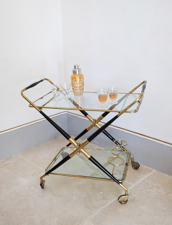 1950s Cesare Lacca Brass Drinks Trolley