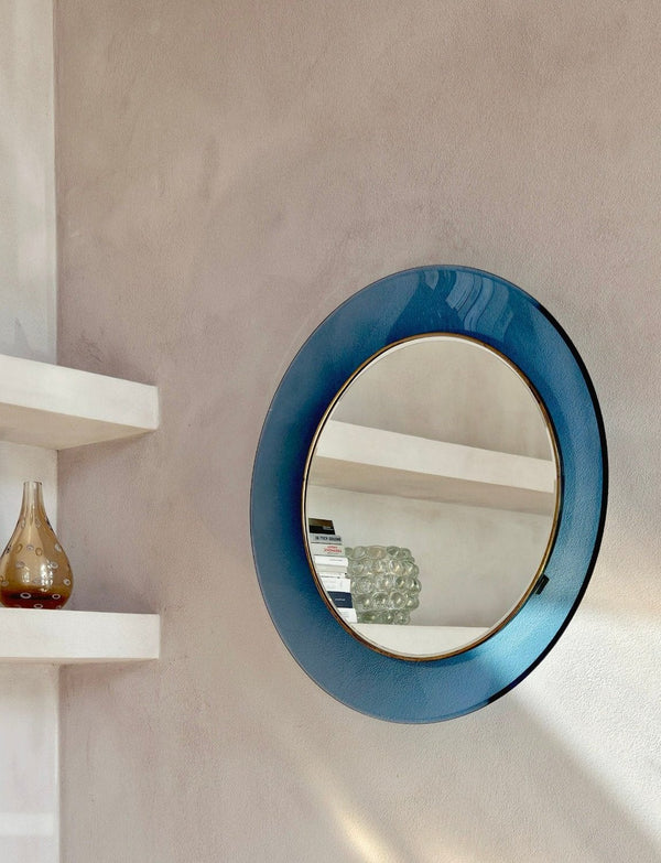 1960s Max Ingrand for Fontana Arte Blue Glass Mirror