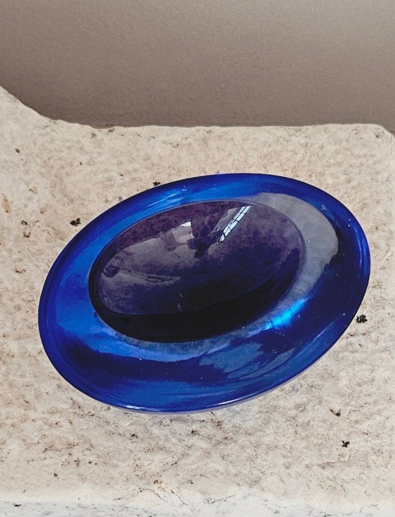 1960s Oval Blue and Purple Flavio Poli Sommerso Bowl