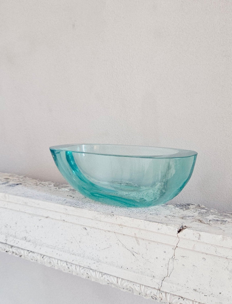 1950s Exceptional Seguso Murano Signed Turquoise Bowl