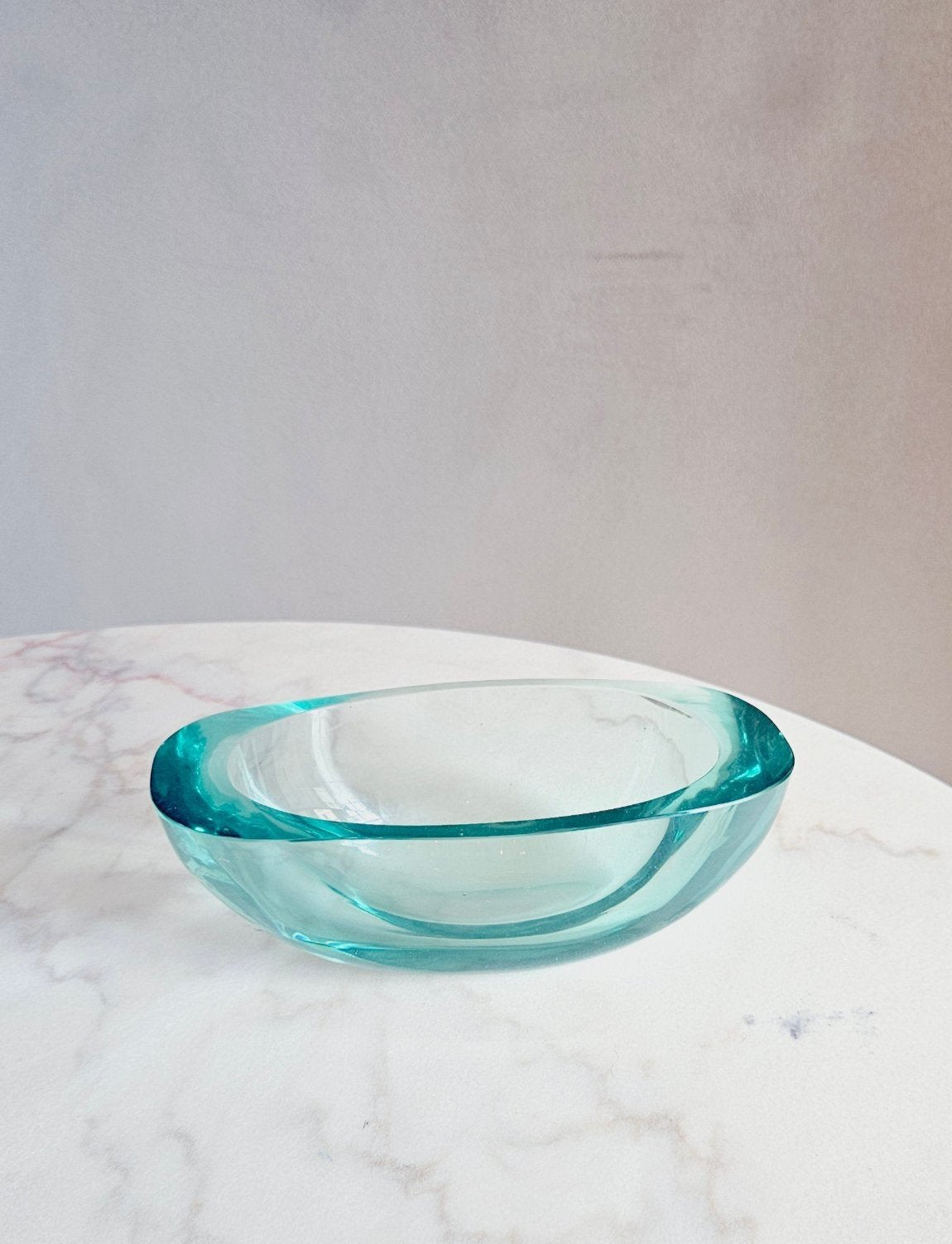 1950s Exceptional Seguso Murano Signed Turquoise Bowl