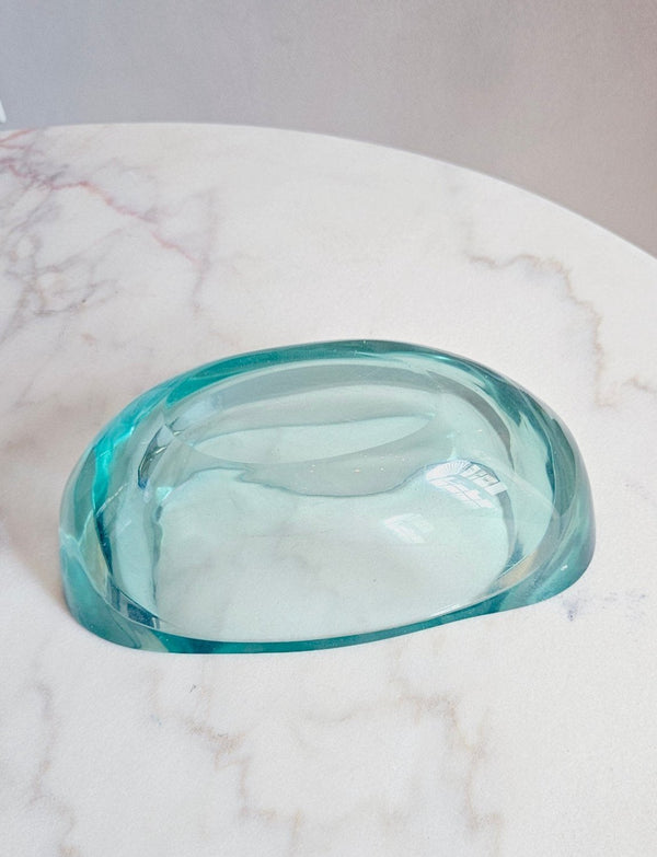 1950s Exceptional Seguso Murano Signed Turquoise Bowl