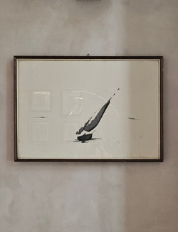 1950s Signed Italian Sailing Boat, Ink on Paper