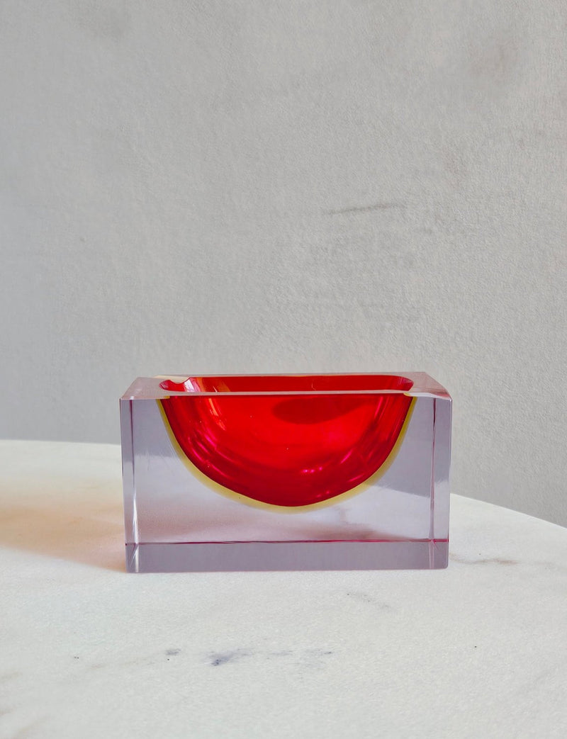 1960s Red Flavio Poli Sommerso Bowl