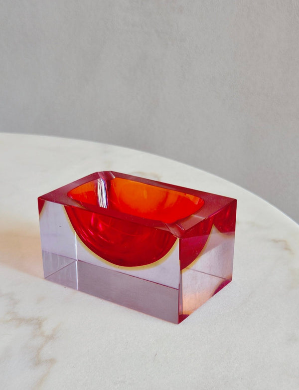 1960s Red Flavio Poli Sommerso Bowl