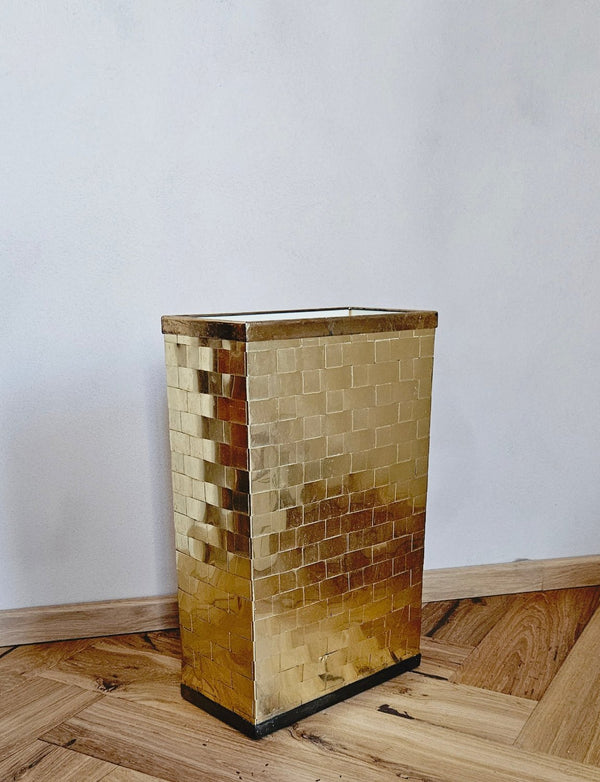 1970s Woven Gold/Brass Umbrella stand