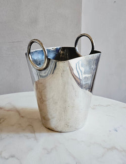 1970s Silver Ice bucket with hoop handles by Guido Niest