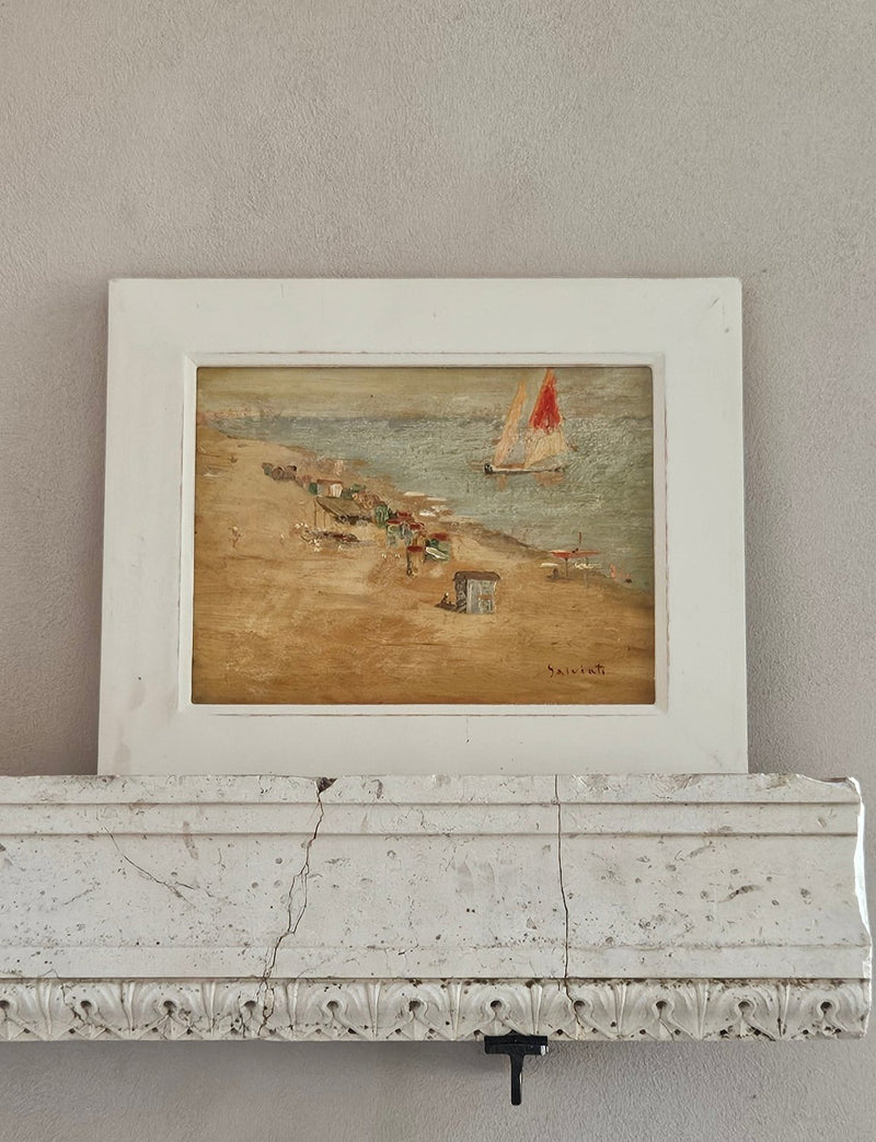 1940s Salviati Signed Italian Seaside Oil Painting