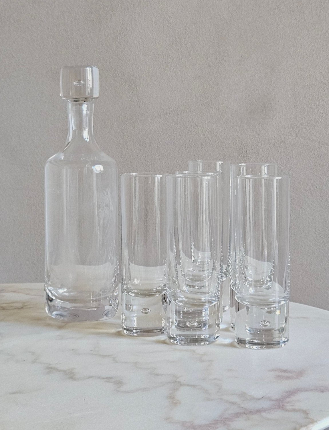 1970s Italian Glass Decanter with Six Highball Glasses