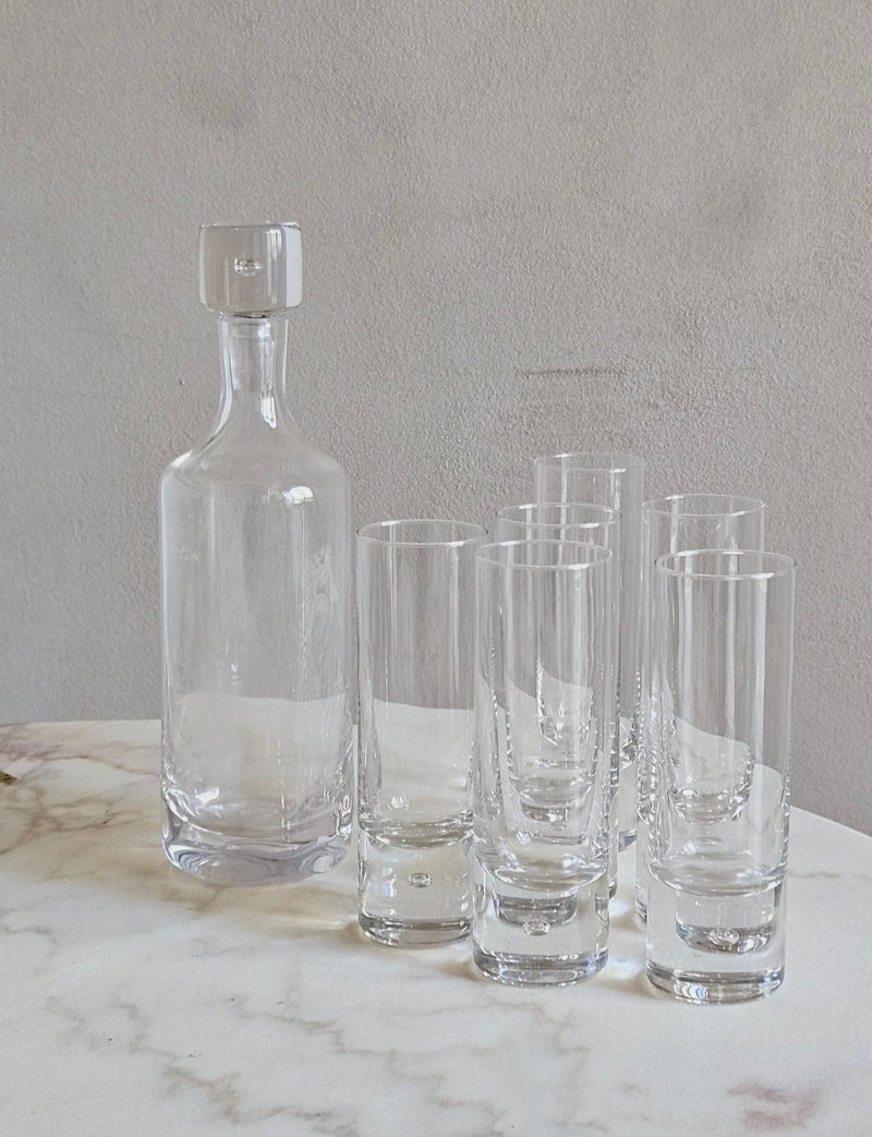 1970s Italian Glass Decanter with Six Highball Glasses