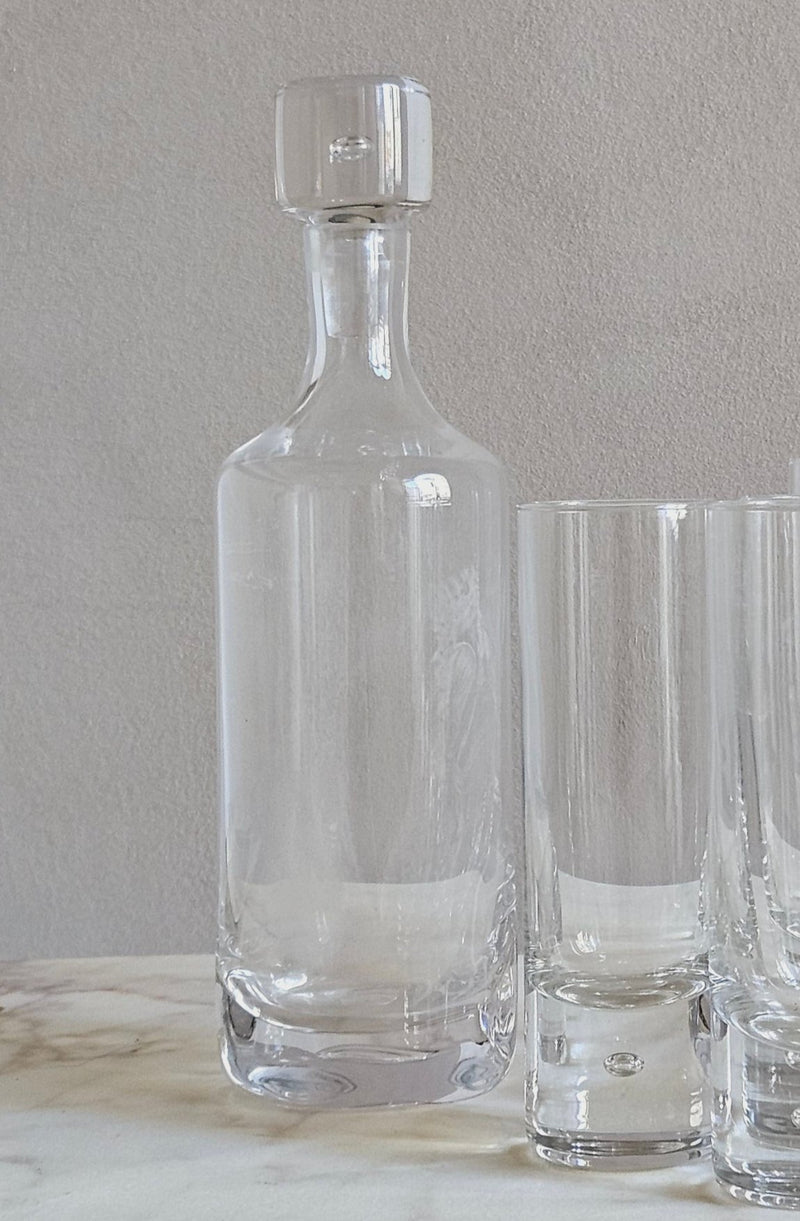 1970s Italian Glass Decanter with Six Highball Glasses