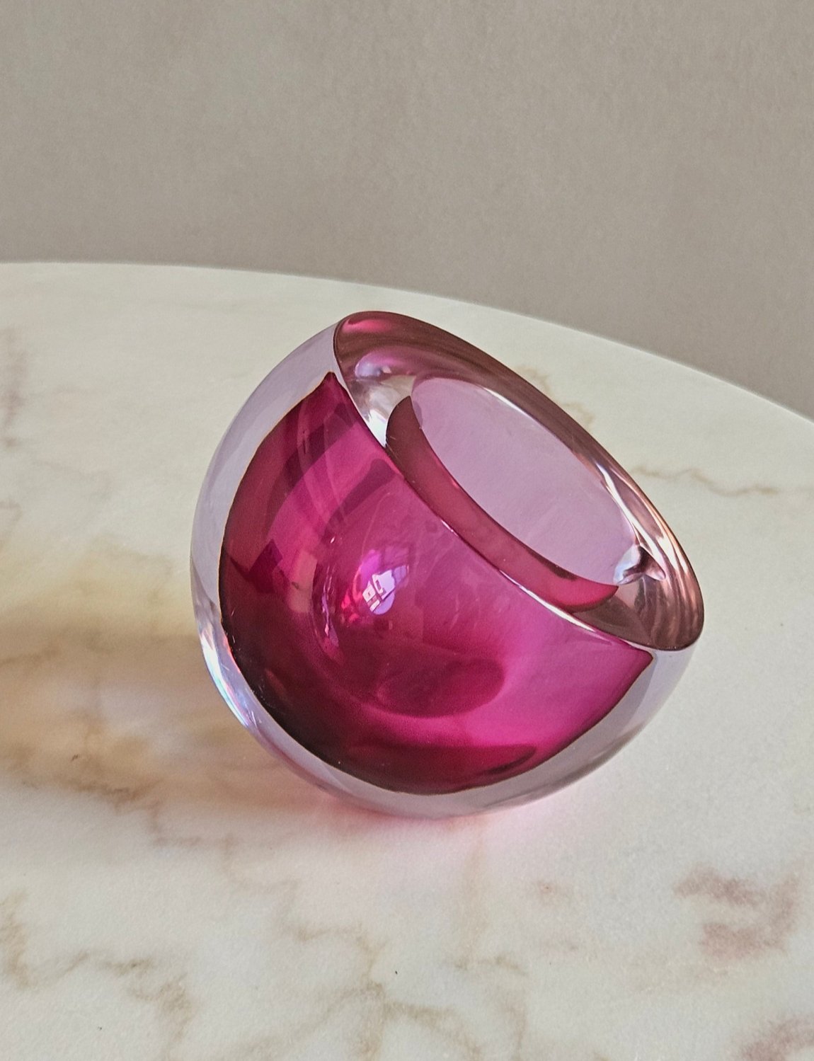 1960s Large Flavio Poli Pink Bowl