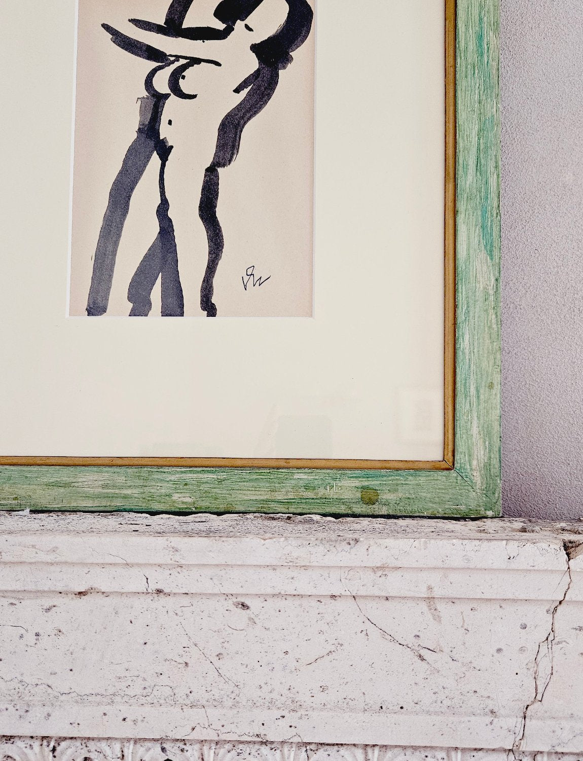 1950s Lucio Venna Nude in Green Frame  (B)