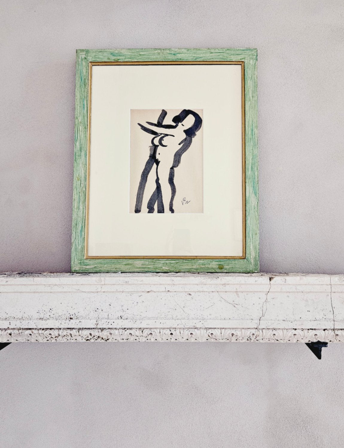 1950s Lucio Venna Nude in Green Frame  (B)