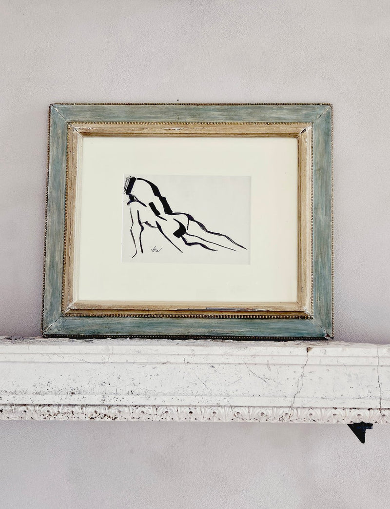 1950s Lucio Venna Nude in Green Frame  (A)