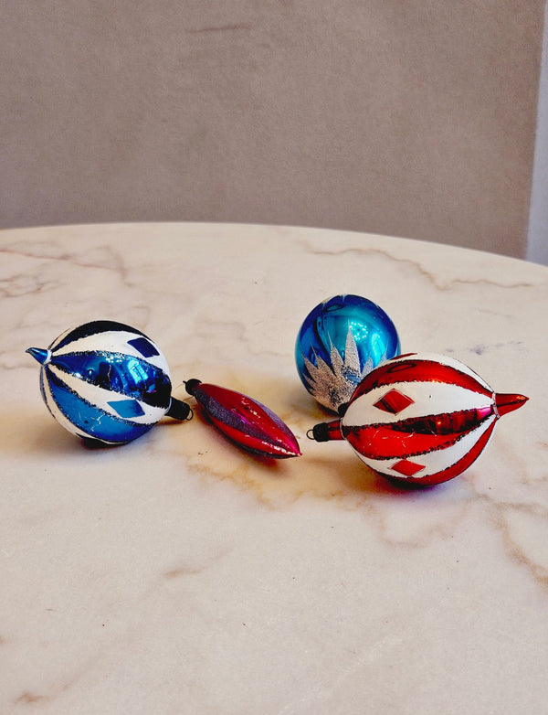 Set of 4 1970s Italian Vintage Christmas Baubles