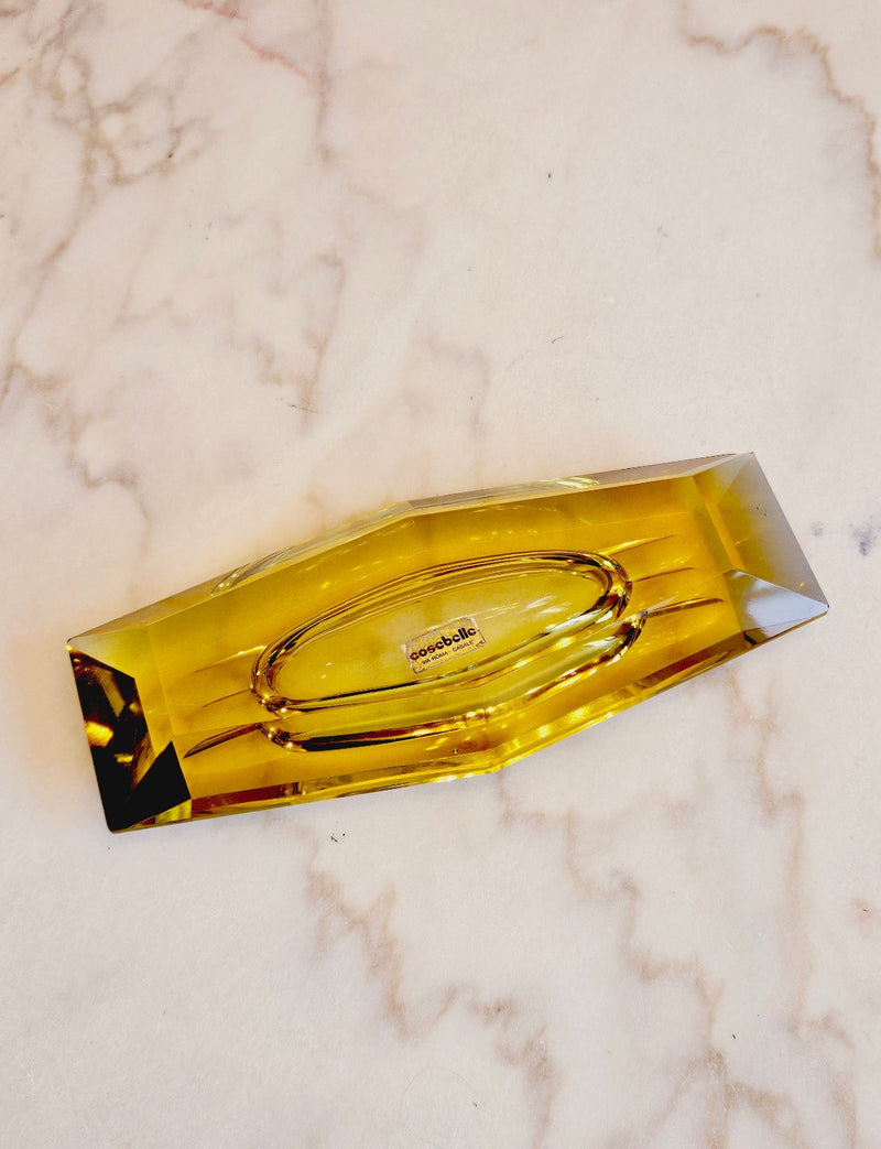 1950s Yellow Murano Glass Rectangular Bowl