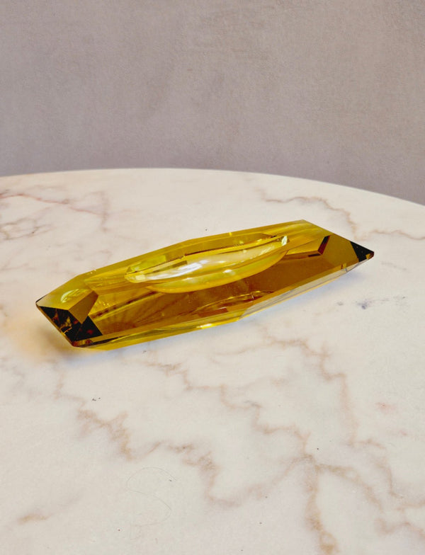 1950s Yellow Murano Glass Rectangular Bowl