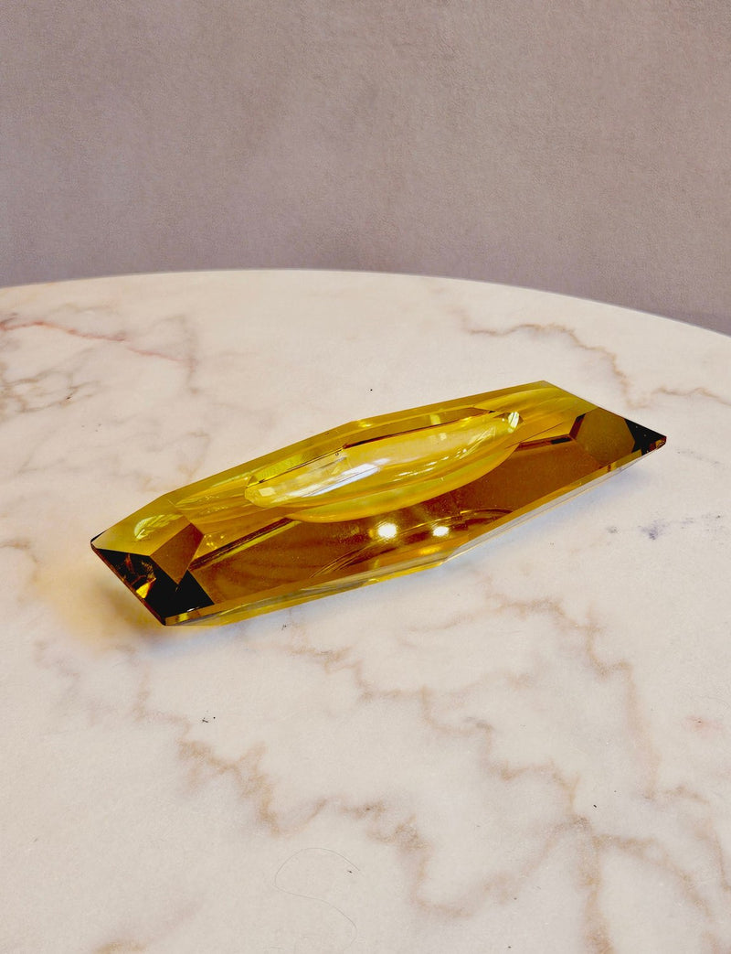 1950s Yellow Murano Glass Rectangular Bowl