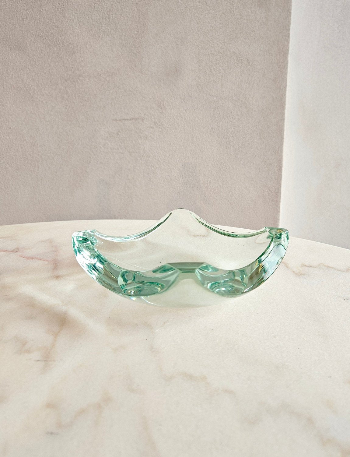 1970s Fontana-Style Pale Green Square Blue Bowl