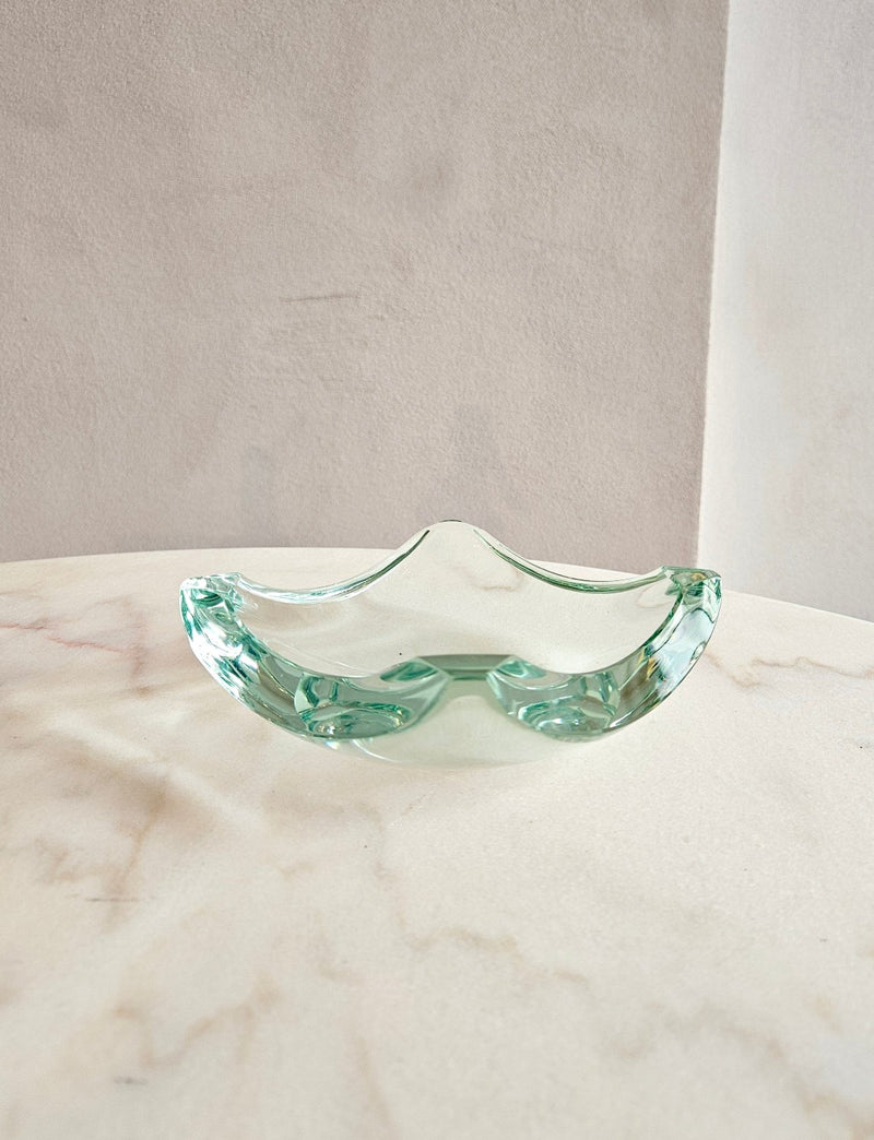 1970s Fontana-Style Pale Green Square Blue Bowl